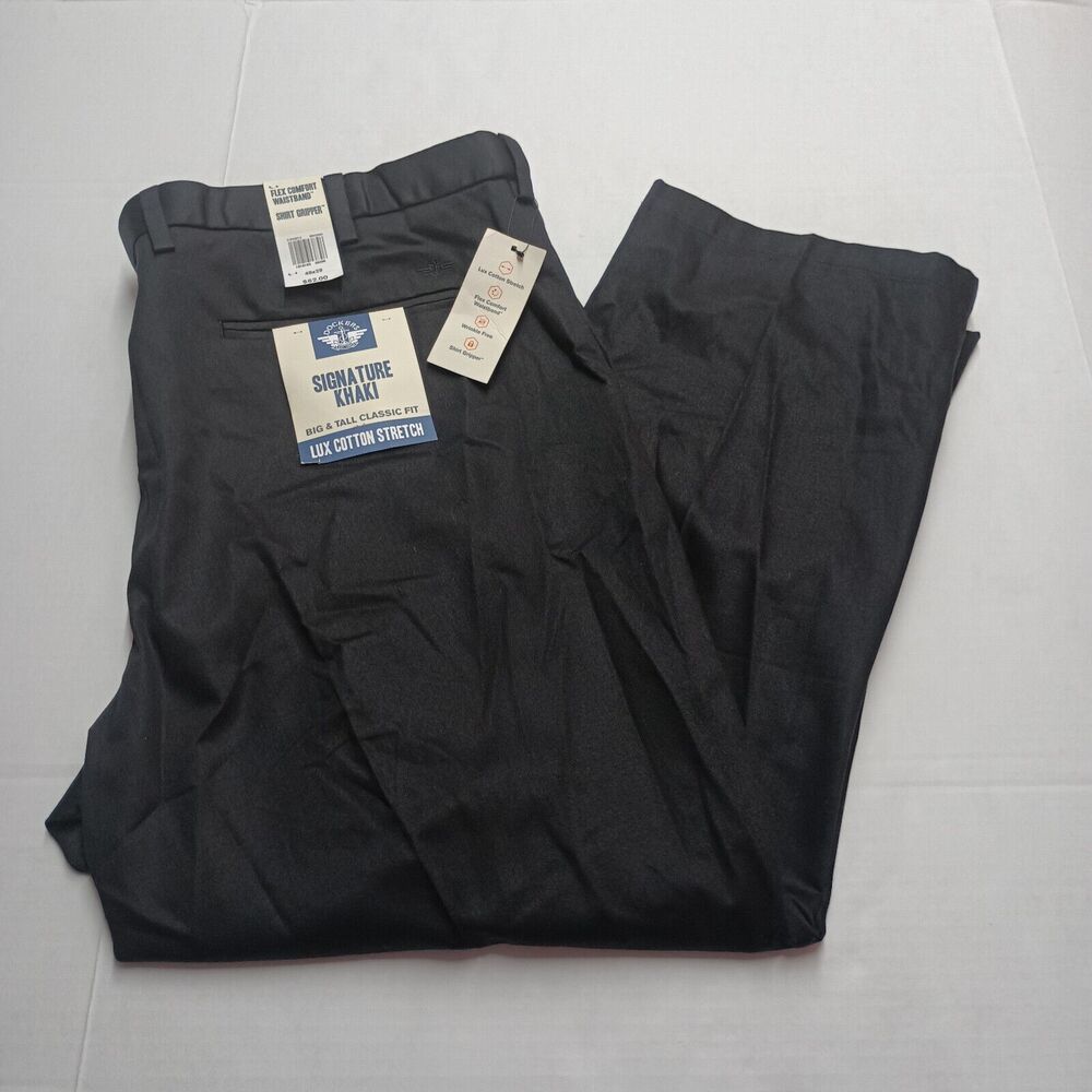 Dockers Signature Khakis Men's 48x29 Black Straight Leg Stretch Classic Fit